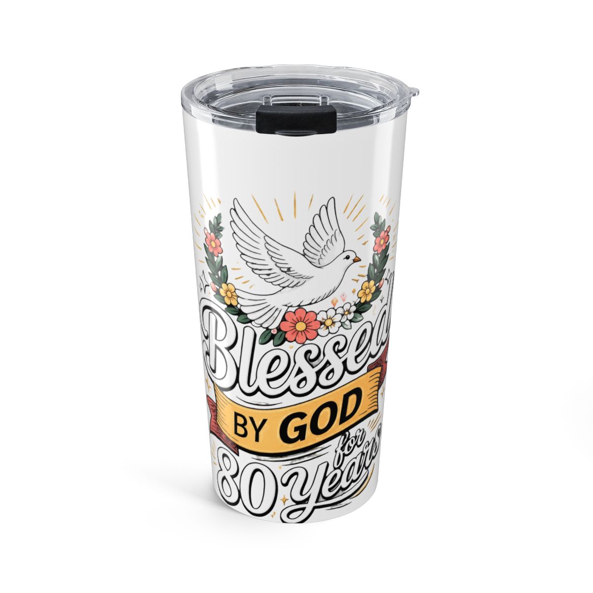 Blessed By God For 80 Years Religious Themed 80th Birthday Stainless Steel Insulated Tumbler | Blessd - Official t-shirts merchandise