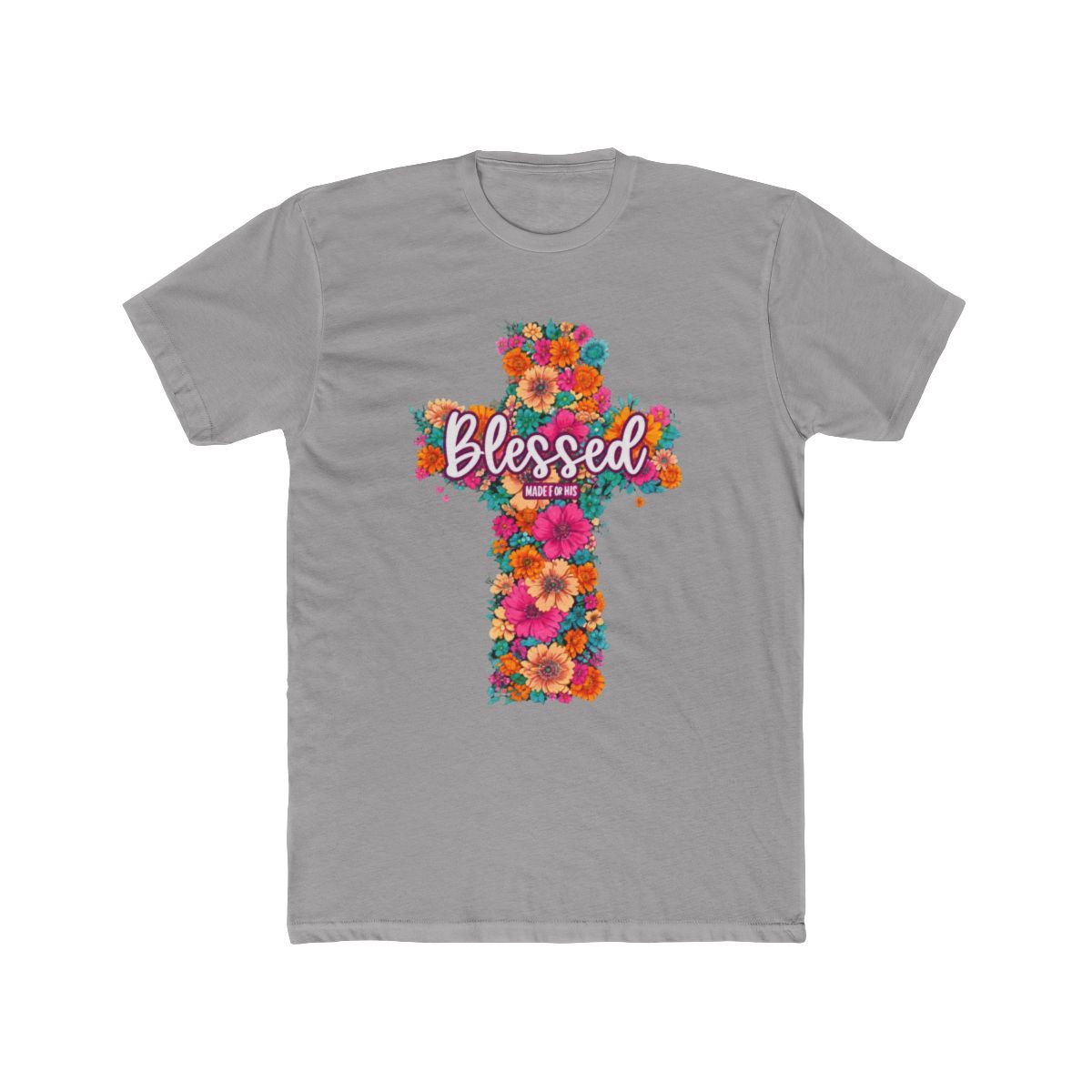 Floral Cross Blessed Luke 1:45 Eggplant Purple Cotton T Shirt | Blessd - Official t-shirts merchandise