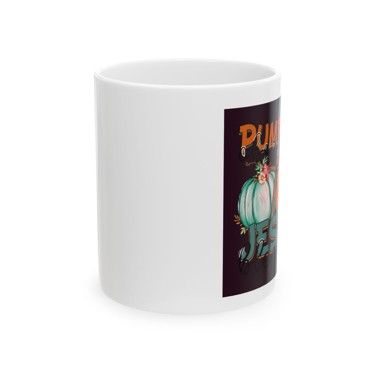 Pumpkin Obsessed and Jesus Blessed, Fall or Autumn Art Merch Gift, White 11oz Ceramic Mug | Blessd - Official mugs merchandise